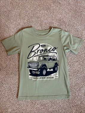 Boys Ford Bronco Tee - Sage Green with Navy Design